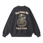 Black sweatshirt with a graphic of a seal in military gear.