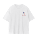 A white short-sleeve crewneck t-shirt with a dice graphic on the left chest and text Die High below.
