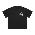 Black essential basic cotton t-shirt with white Fog & Form logo on front chest. 