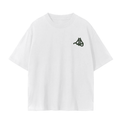White t-shirt with fog and form green chest logo.