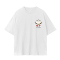 Basic white t-shirt with SF Chinese bao dumpling on front chest. 