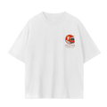 A white short-sleeve crewneck t-shirt with a F Line transit design.