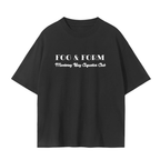 Fog & Form black cotton tee with cursive aquatics club. 