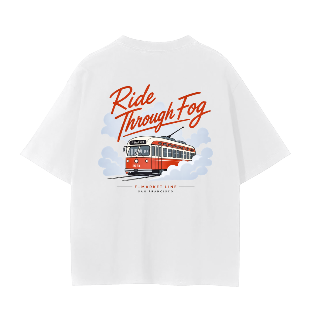 San Francisco F Line streetcar graphic white tee, Muni transit design