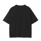 Heavyweight black cotton t-shirt back view.