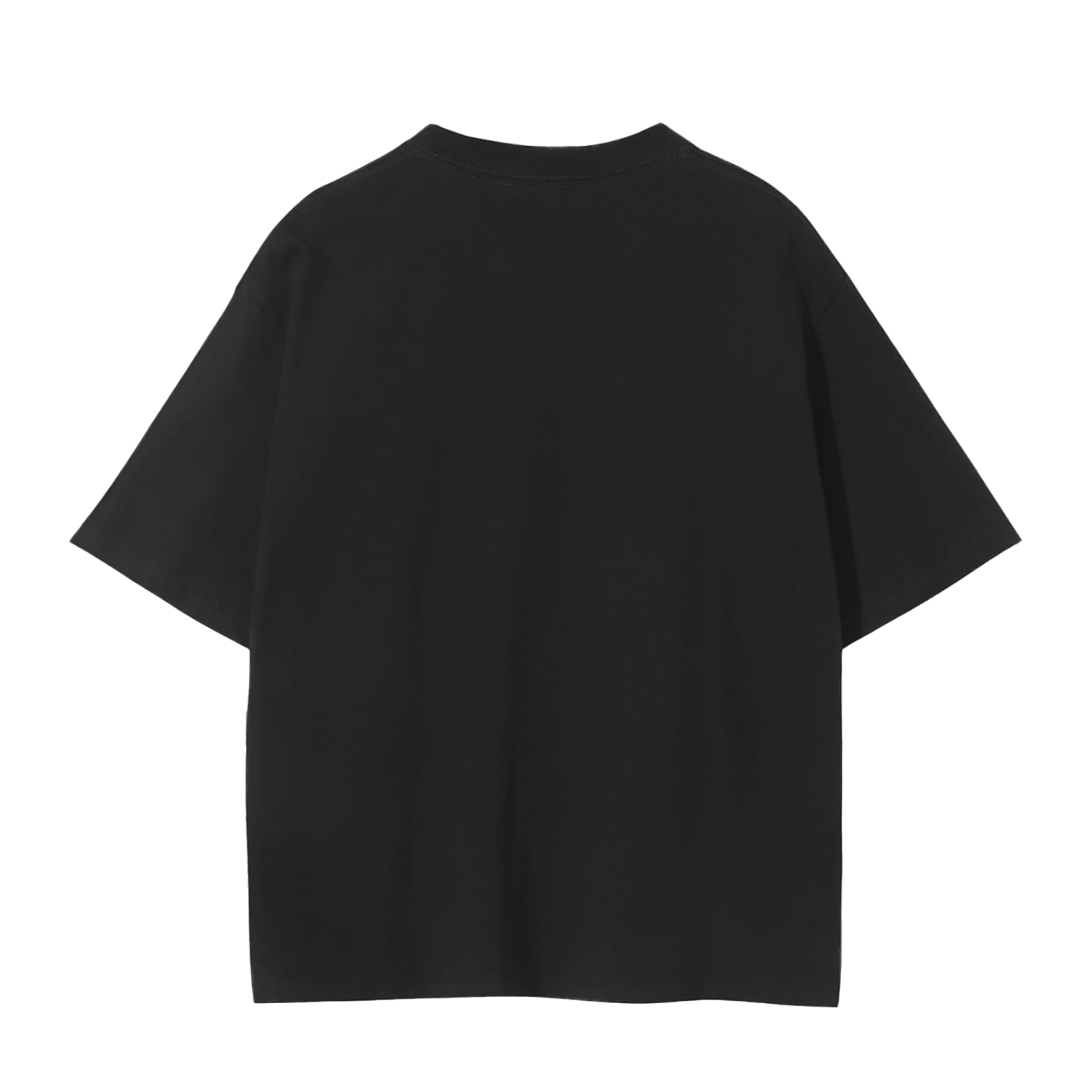 Heavyweight black cotton t-shirt back view.