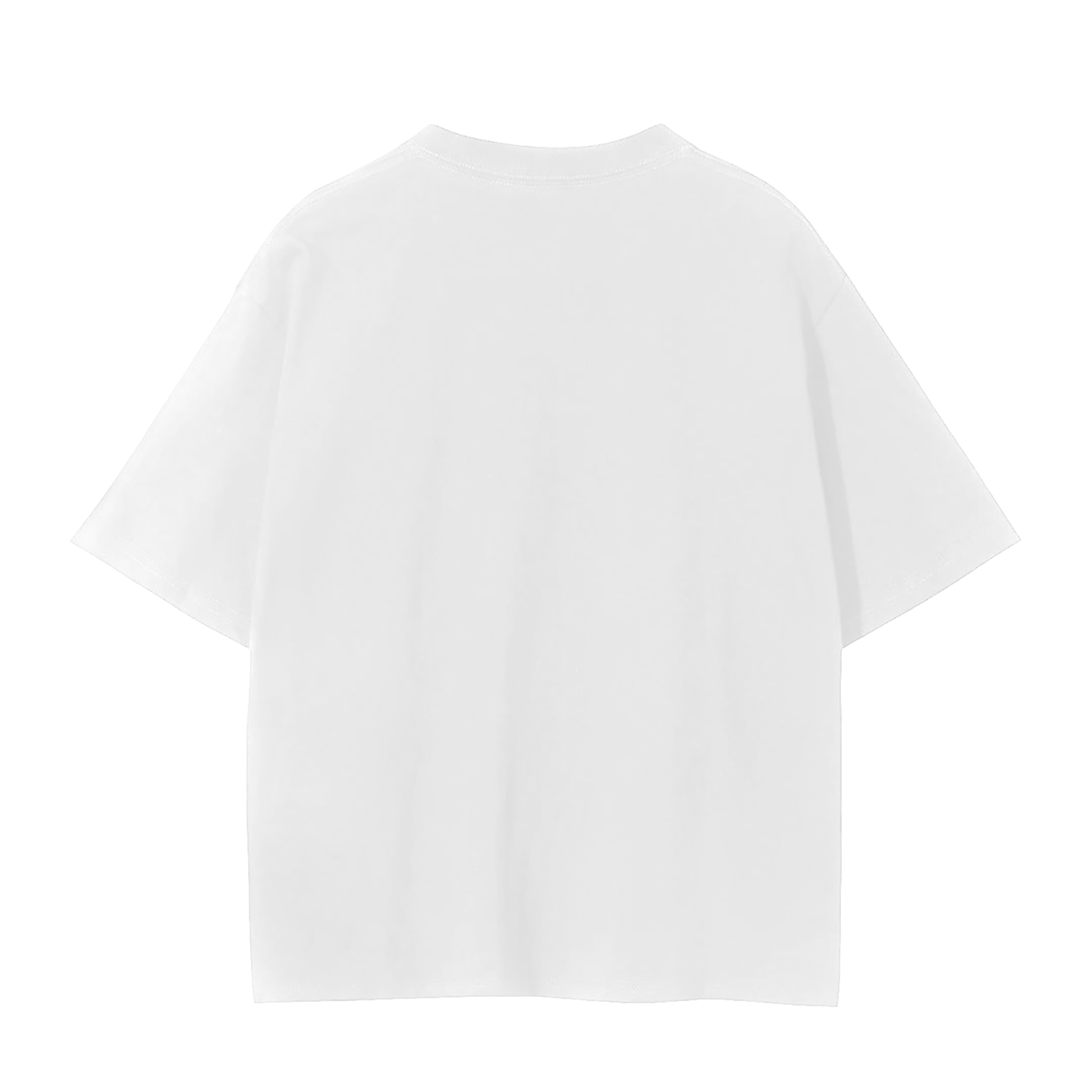 White crew neck seamless t-shirt back view.