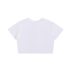 White breathable crop top back view. 