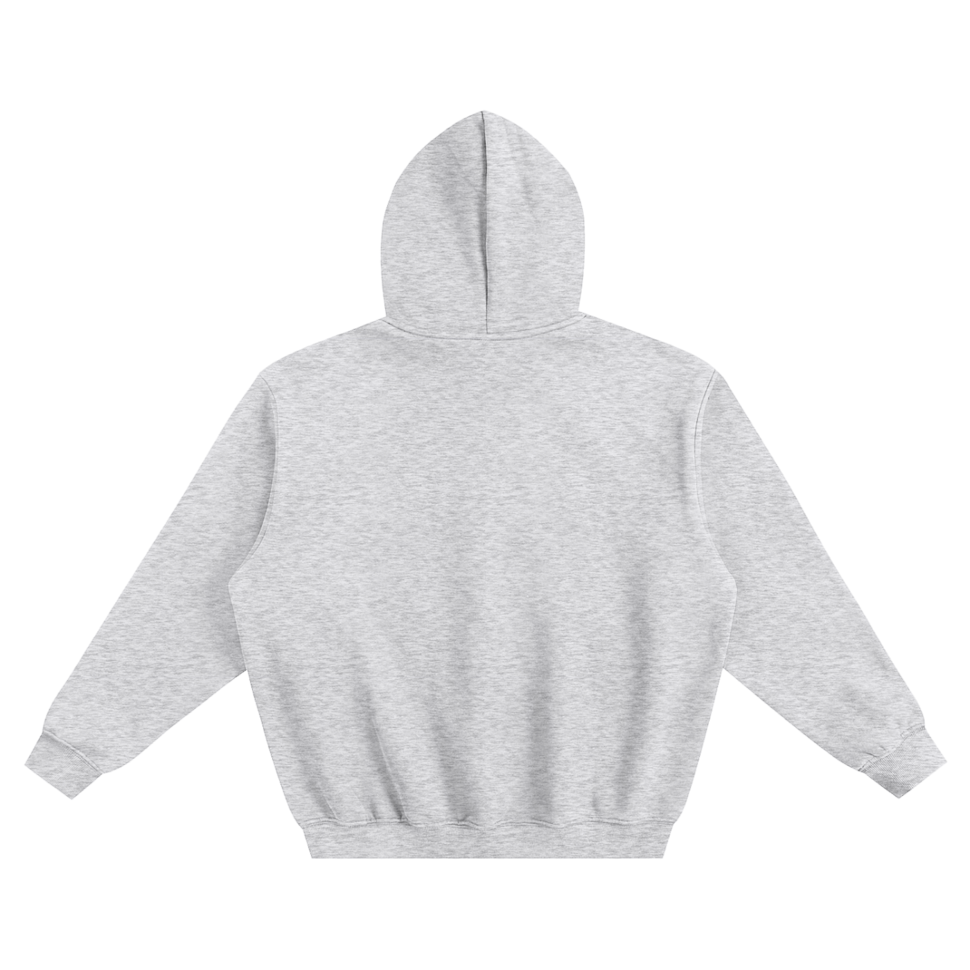 Gray hoodie back view on a white background.