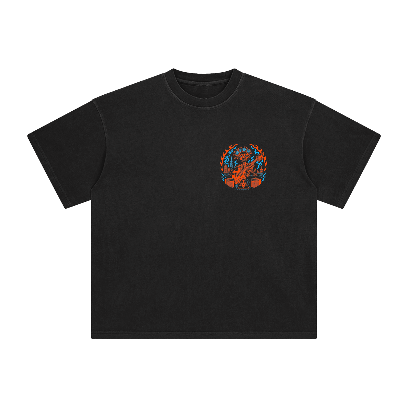 Front of Fog & Form white heavyweight T-shirt featuring the Be Grateful chest logo inspired by San Francisco psychedelic rock music.
