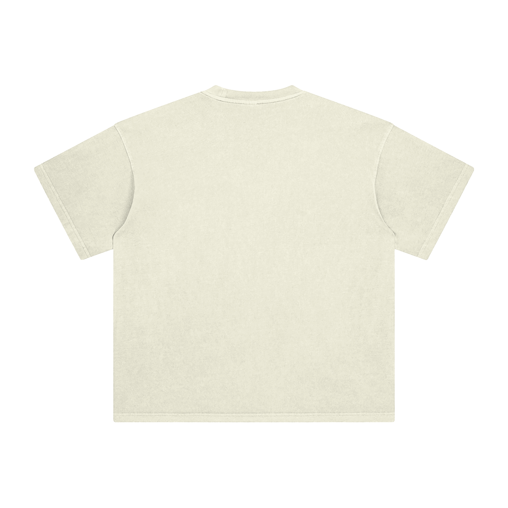 Fog & Form heavyweight faded natural cotton boxy T-shirt back view.