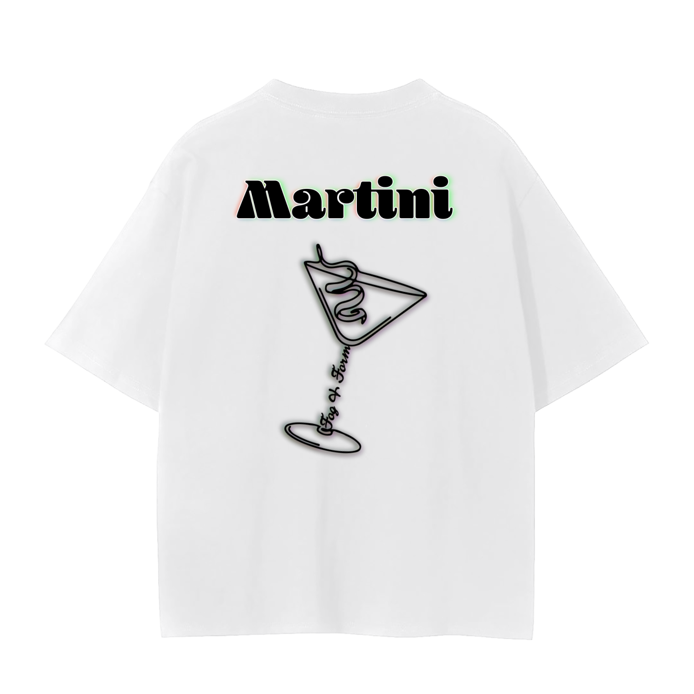 Fog & Form Martini heavyweight white graphic T-shirt celebrating San Francisco’s cocktail heritage with a minimalist martini illustration.