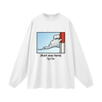 Fog & Form white long sleeve featuring a San Francisco fog Karl hanging around Sutro Tower beam.