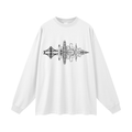 Fog & Form white long sleeve shirt featuring a minimalist San Francisco skyline graphic.