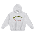 Fog & Form Weekend Warrior grey heavyweight hoodie with vintage hippie style front.